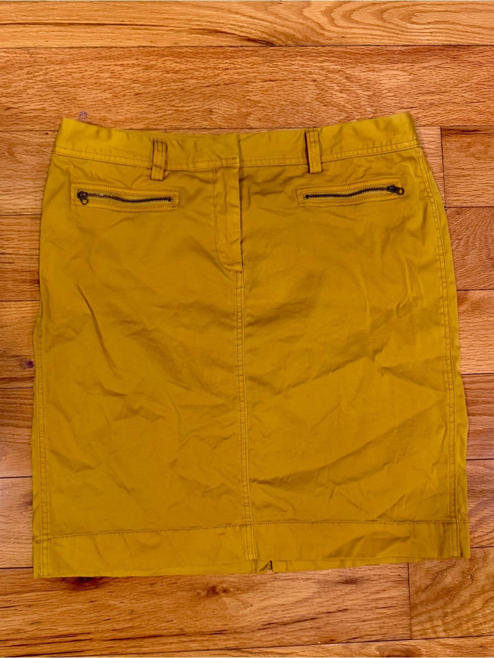 Orvis Mustard Yellow Straight Mini Skirt with Zip Pockets